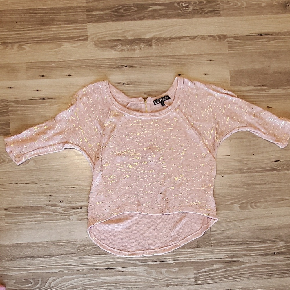 Knit Dollman Sleeve Top with Gold Foil
